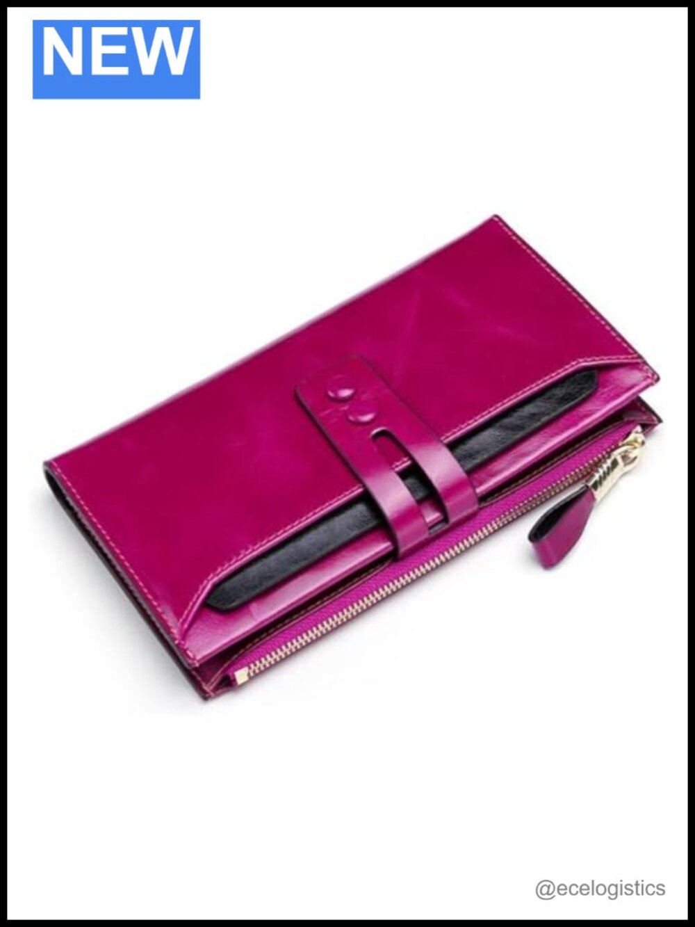 Genuine Leather Checkbook Wallet with Hasp Closure, Large Capacity Organizer